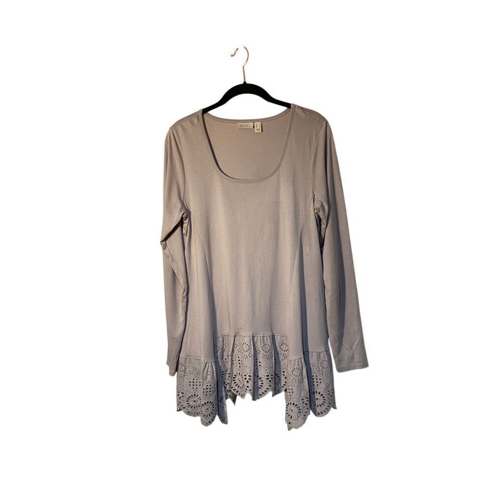 Logo by Lori Goldstein lace crochet, taupe tunic top s/small - Picture 2 of 6